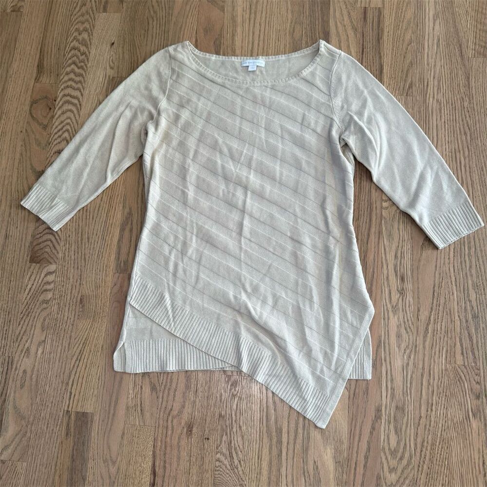New York & Company Beige Asymmetrical Sweater Size Small